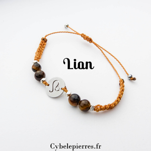 Bracelet Astrologie Lion Œil de tigre – Réglable, breloque argentée