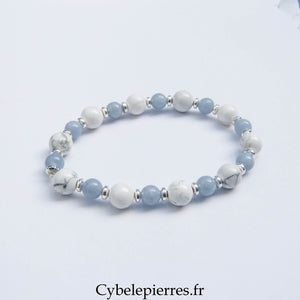 Bracelet Confidence – Angélite & Howlite (6 mm & 8 mm) - 18 cm | Apaisement et Expression
