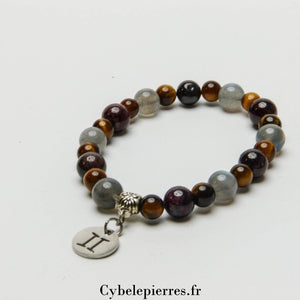 1 - Bracelet Gémeaux - Labradorite, Grenat et Œil de Tigre (6 et 8mm) - 18cm | Énergie et Adaptabilité