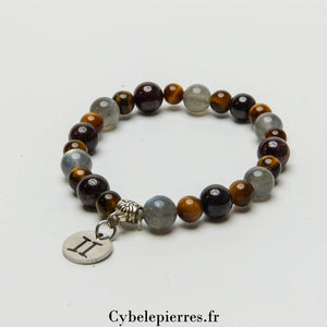 1 - Bracelet Gémeaux - Labradorite, Grenat et Œil de Tigre (6 et 8mm) - 18cm | Énergie et Adaptabilité