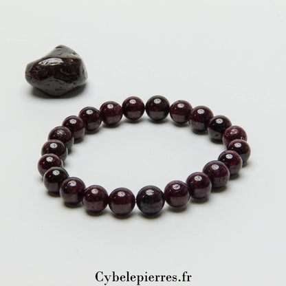 Bracelet Grenat – 8mm – 18 cm | Courage, Vitalité et Abondance