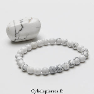 Bracelet Howlite (6mm) – 18 cm | Sérénité & Maîtrise de Soi