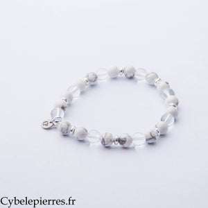 Bracelet Cristal de Roche & Howlite (6 mm) – 17 cm | Clarté & Sérénité