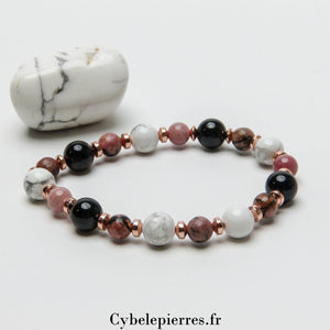 Bracelet Deuil - Howlite, Spinelle et Rhodonite (6 et 8mm) - 18cm | Apaisement et Protection