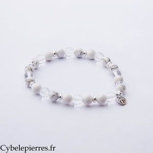 Bracelet Cristal de Roche & Howlite (6 mm) – 17 cm | Clarté & Sérénité