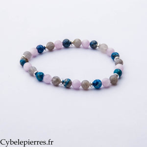 Bracelet L’Air du Vent – Kunzite, Lapis-Lazuli et Labradorite (6 mm) – 18 cm | Intuition, Calme et Clarté