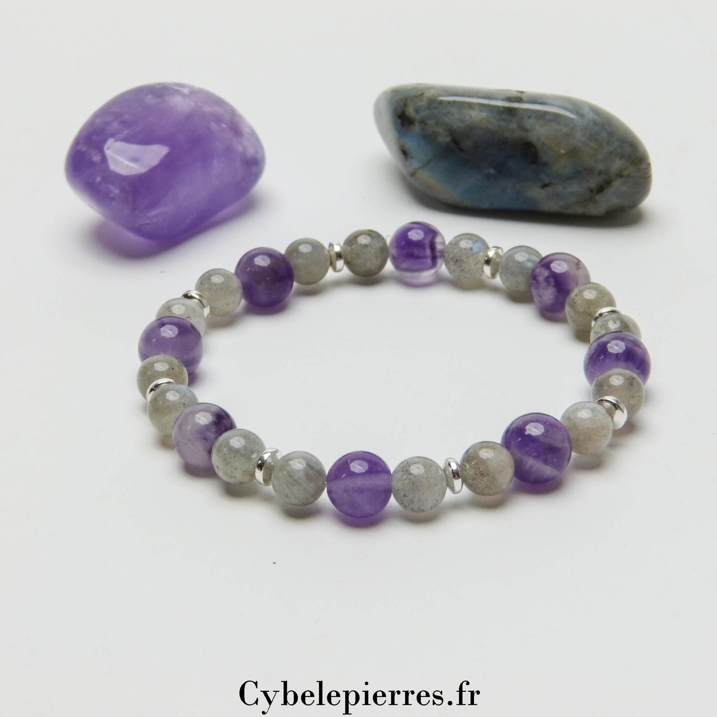 Bracelet Anti-Stress – Améthyste & Labradorite (8 mm & 6 mm) - 18 cm | Sérénité et Protection