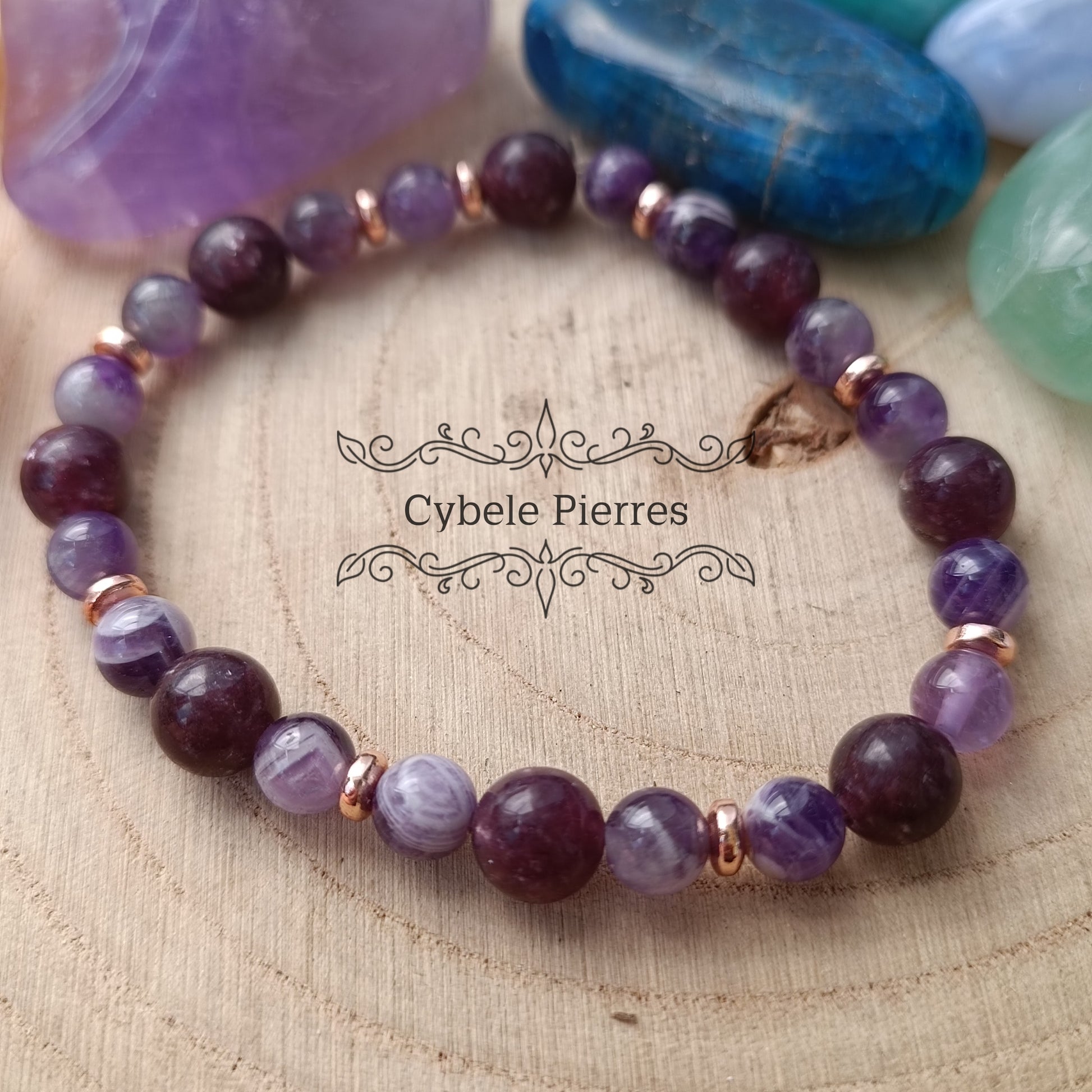 Bracelet Lepidolite amethyste