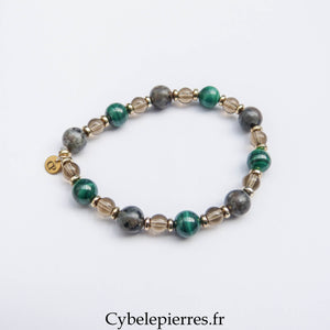 Bracelet Malachite, Yooperlite & Quartz Fumé (6 et 8 mm) – 18 cm | Protection & Ancrage