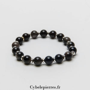 Bracelet Obsidienne Argentée – 8mm | Purification et Clarté Intérieure