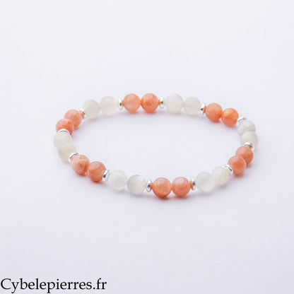 Bracelet Réalisation des Rêves – Pierre de Lune et Pierre de Soleil (6 mm) – 18 cm | Motivation, Intuition et Harmonie