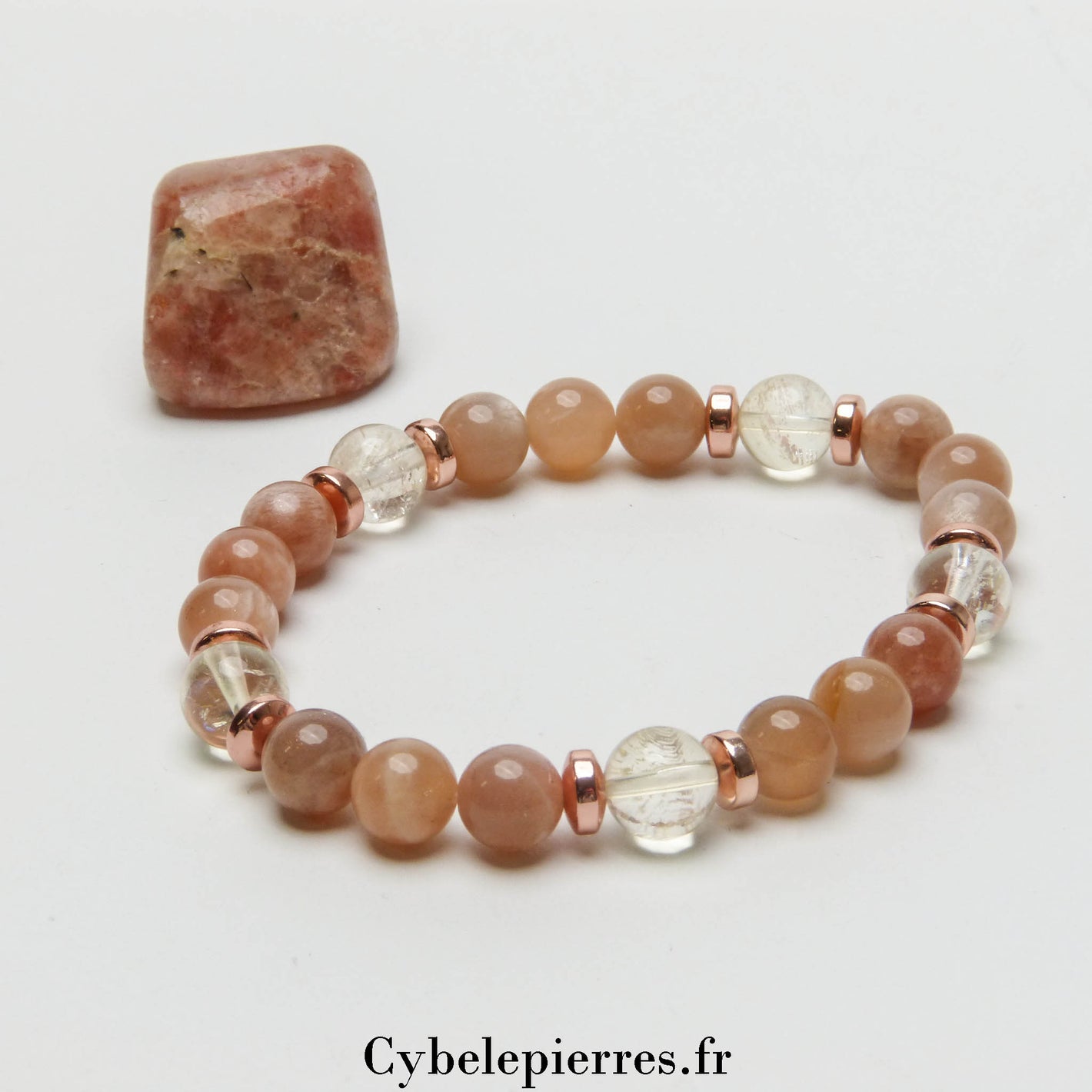 Bracelet Flamme - Pierre de Soleil et Citrine (8mm) - 19 cm | Vitalité et Optimisme