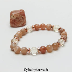 Bracelet Flamme - Pierre de Soleil et Citrine (8mm) - 19 cm | Vitalité et Optimisme