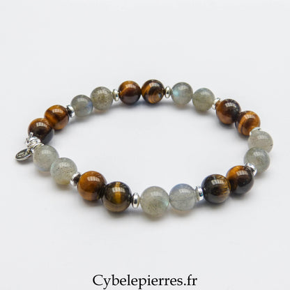Bracelet Labradorite et Oeil de tigre (8mm) - 18cm
