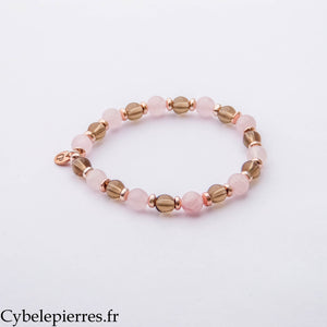 Bracelet Je Déculpabilise – Quartz Rose et Quartz Fumé (6 mm) – 17 cm | Apaisement, Confiance et Lâcher-prise