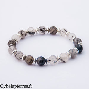 Bracelet Harmonie Protectrice – Quartz Tourmaline (8 mm) – 17 cm | Équilibre, Clarté et Protection