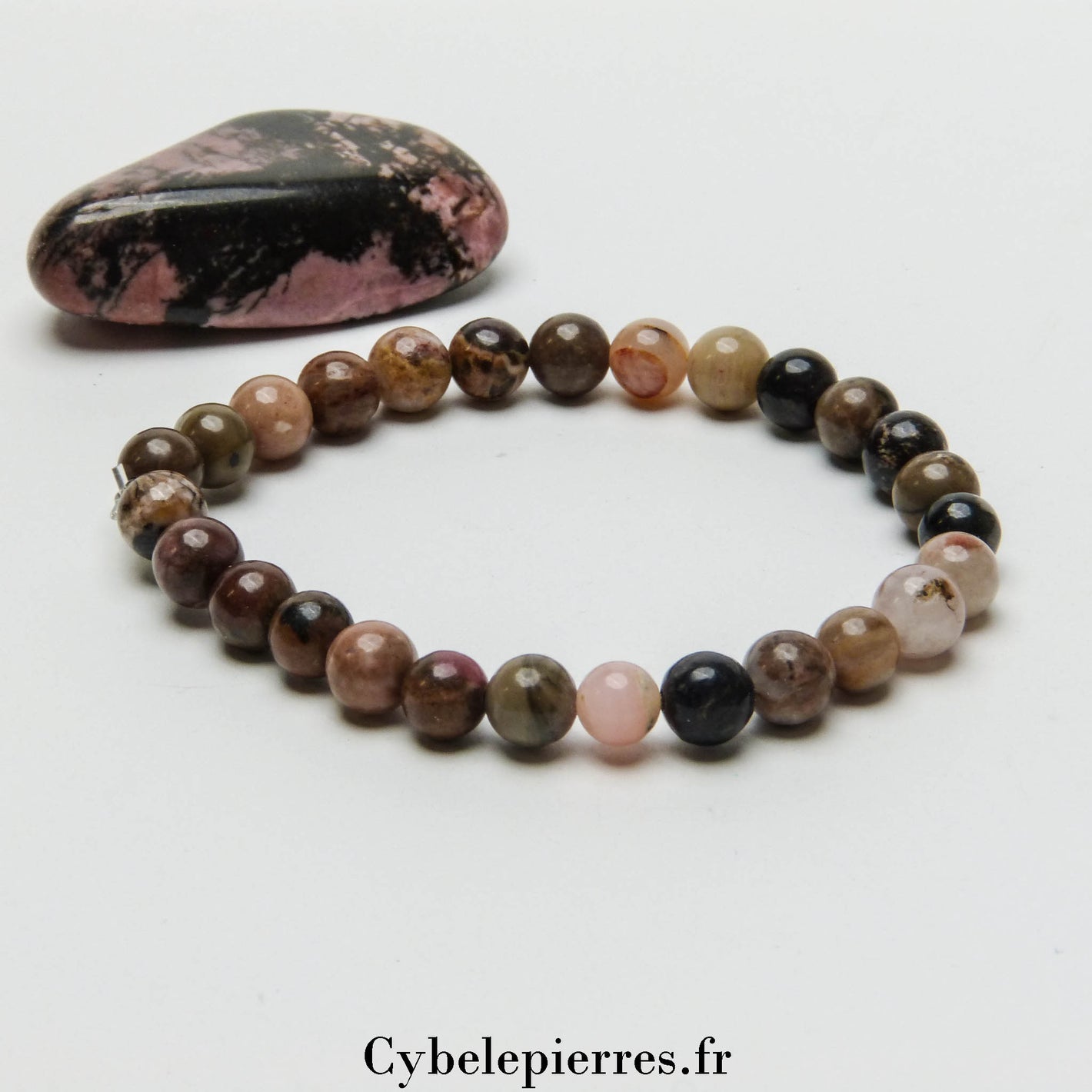 Bracelet Rhodonite (6mm) – 18 cm | Équilibre et Protection Émotionnelle