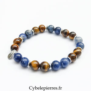 Bracelet Sodalite & Œil de Tigre (8 mm) - 18 cm | Confiance et Clarté