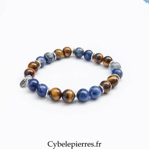 Bracelet Sodalite & Œil de Tigre (8 mm) - 18 cm | Confiance et Clarté