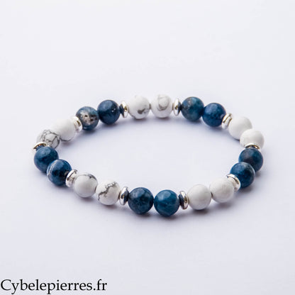 Bracelet Équilibre des Émotions – Sodalite & Howlite (8 mm) – 20 cm | Apaisement et Clarté