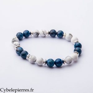 Bracelet Équilibre des Émotions – Sodalite & Howlite (8 mm) – 20 cm | Apaisement et Clarté