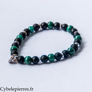 Bracelet Soutien – Malachite et Onyx (6 mm) - 17 cm | Confiance et Stabilité