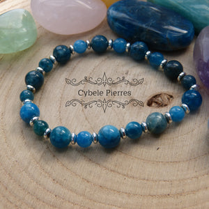 Bracelet Apatite bleue (6 et 8mm) - 18cm