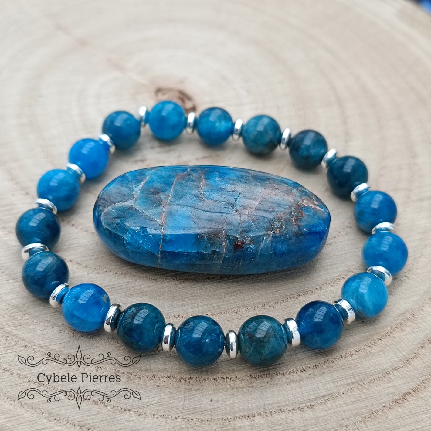 Bracelet Apatite bleue (8mm) - 18cm