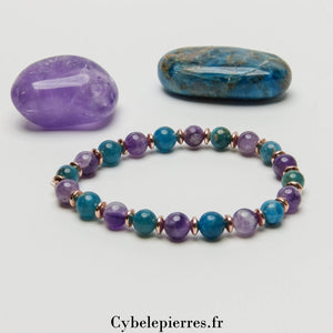 Bracelet Douceur d'été - Améthyste & Apatite bleue (6mm) -17cm