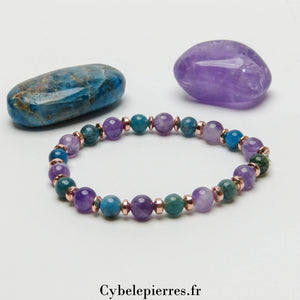 Bracelet Douceur d’Été – Améthyste & Apatite Bleue (6 mm) - 17 cm | Harmonie et Clarté