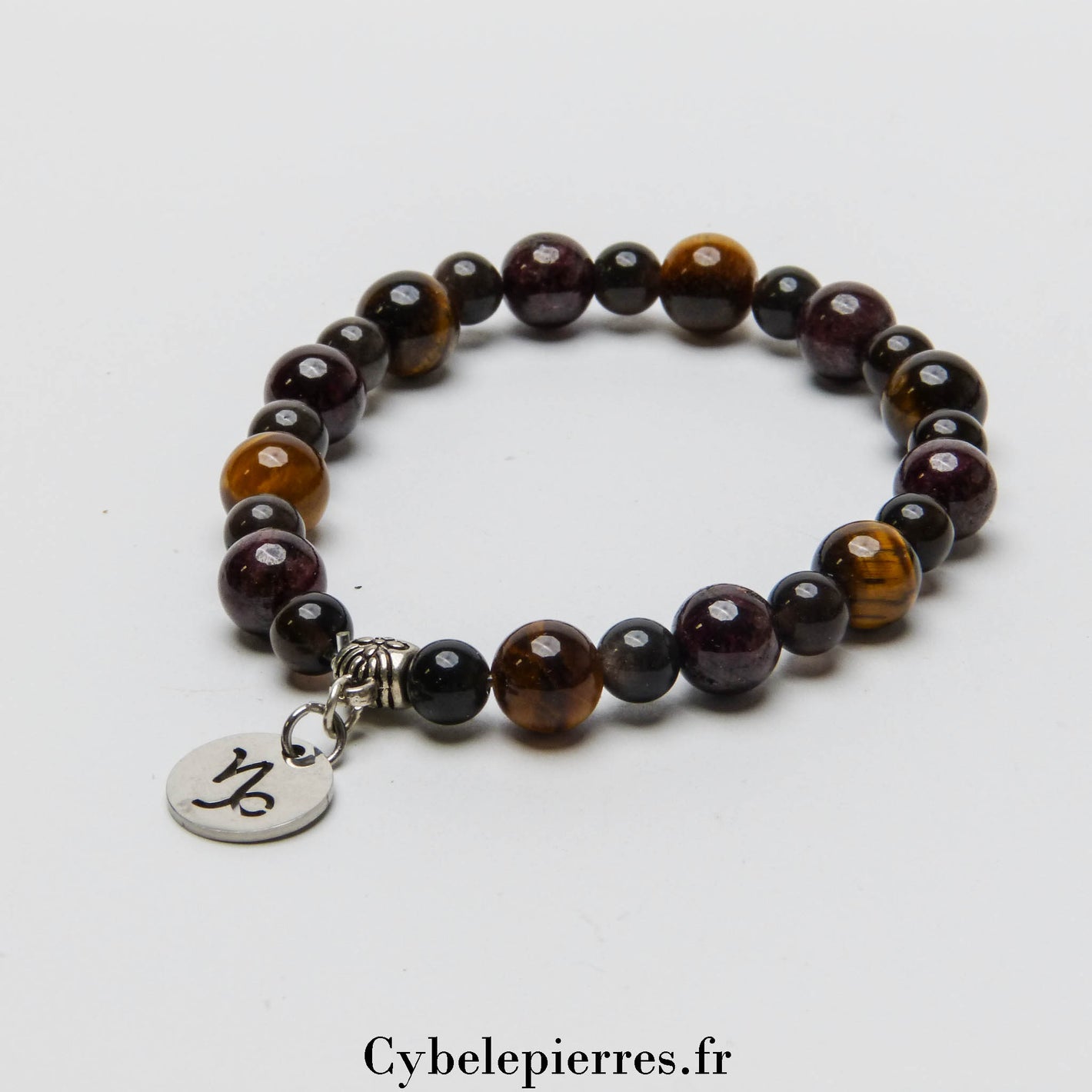 2. Bracelet Capricorne - Grenat, Obsidienne argentée et Œil de Tigre (6mm et 8mm) | Détermination et Protection