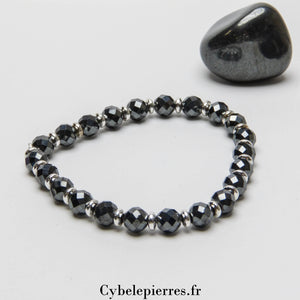 Bracelet Hématite facettée (6mm) - 18cm | Force et Ancrage