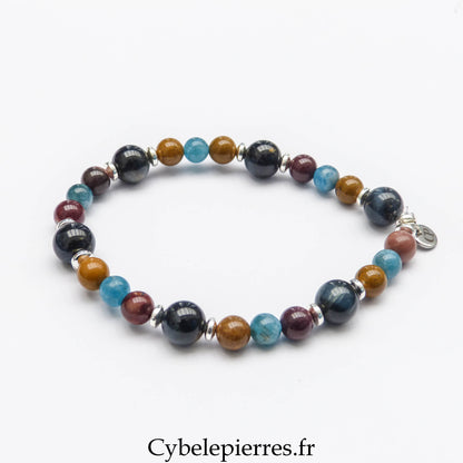 Bracelet Œil de Faucon, Mookaïte & Apatite (8 mm) – 18 cm | Stabilité & Expression