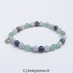 Bracelet Iolite, Aventurine Verte & Aigue-Marine (6 mm) – 18 cm | Clarté & Élan