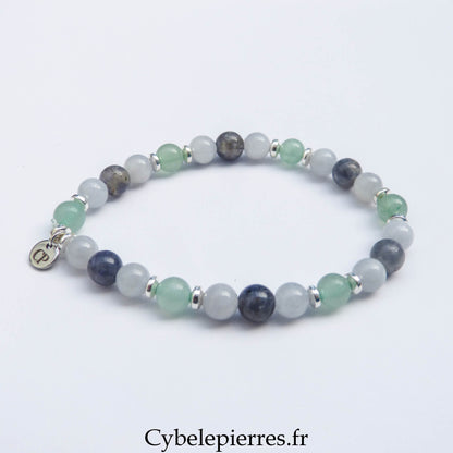 Bracelet Iolite, Aventurine Verte & Aigue-Marine (6 mm) – 18 cm | Clarté & Élan