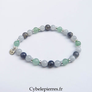 Bracelet Iolite, Aventurine Verte & Aigue-Marine (6 mm) – 18 cm | Clarté & Élan