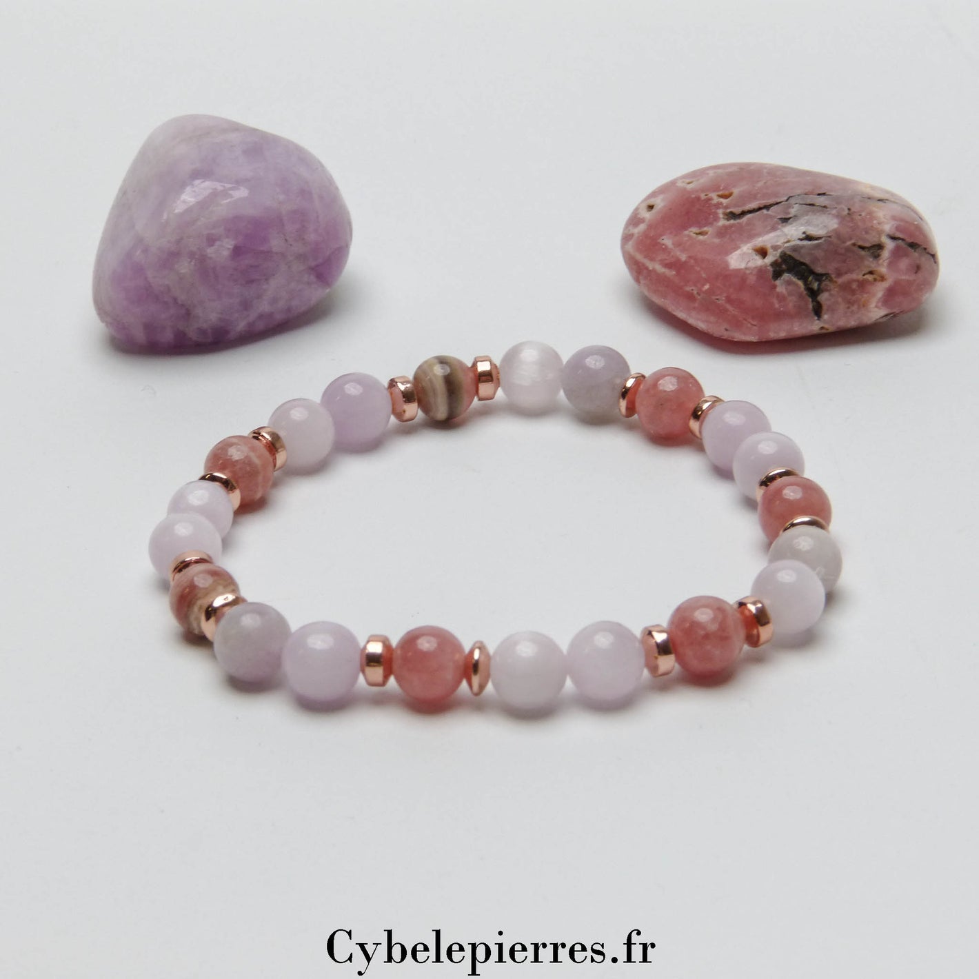 Bracelet Hathor - Kunzite extra et Rhodochrosite (4 et 6mm) - 17cm | Apaisement et Estime de Soi