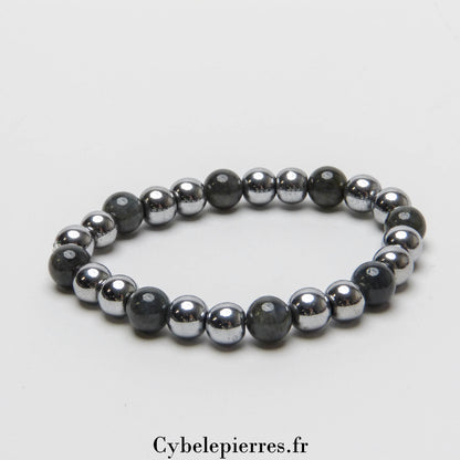 Bracelet Hématite teintée et Labradorite (8mm) - 18cm