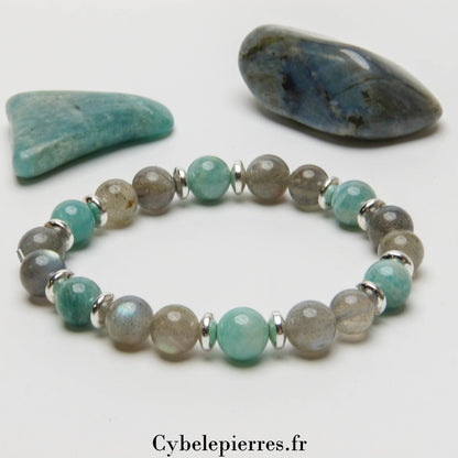 Bracelet Zen – Amazonite et Labradorite (8mm) | Apaisement et Créativité