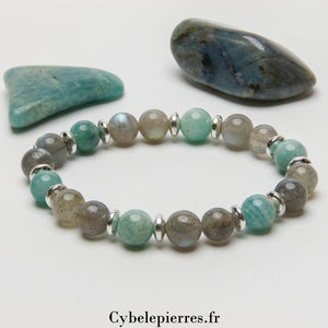 Bracelet Zen – Amazonite et Labradorite (8mm) - 18cm| Apaisement et Créativité
