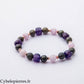 Bracelet Hécate – Labradorite, Kunzite et Améthyste Carrée Facettée (8 mm) – 19 cm | Intuition, Protection et Transformation