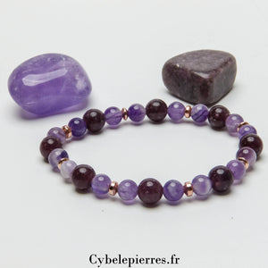 Bracelet Moral – Améthyste & Lépidolite (6mm et 8mm) - 18cm | Sérénité et Stabilité Intérieure