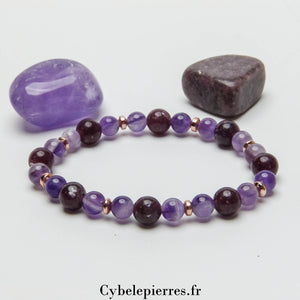 Bracelet Moral – Améthyste & Lépidolite (6mm et 8mm) - 18cm | Sérénité et Stabilité Intérieure