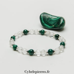 Bracelet Sapin - Malachite et Cristal de Roche (6mm) - 18cm | Ancrage et Clarté