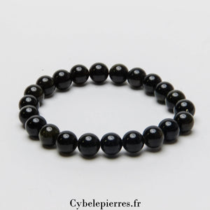 Bracelet Obsidienne Dorée (8mm) – 17 cm | Protection et Patience