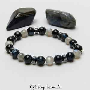 Bracelet Délicatesse- Labradorite et Oeil de faucon (8mm) - 19cm