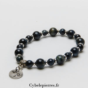 Bracelet Capricorne (8mm) - Œil de Faucon et Stabilité - 18cm | Discipline et Lucidité