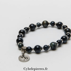 Bracelet Capricorne (8mm) - Œil de Faucon et Stabilité - 18cm | Discipline et Lucidité