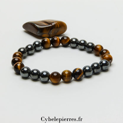 Bracelet Mars – Œil de Tigre & Hématite (8 mm) - 19 cm | Force et Détermination