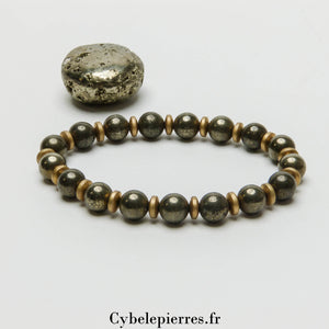 Bracelet Pyrite – 8mm – 18 cm | Protection et Clarté Mentale